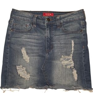 Guess Distressed Denim Mini Skirt Size S Y2K